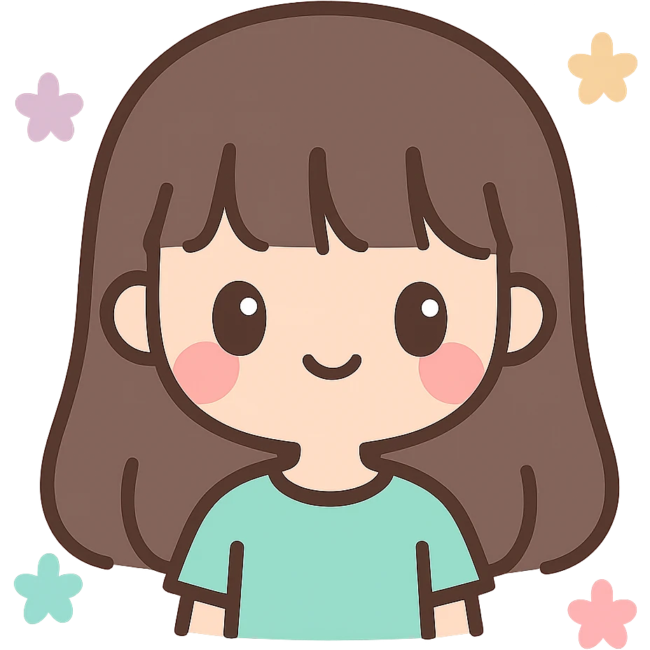 chica morena linda con cabello largo y fleco, kawaii style emoji
