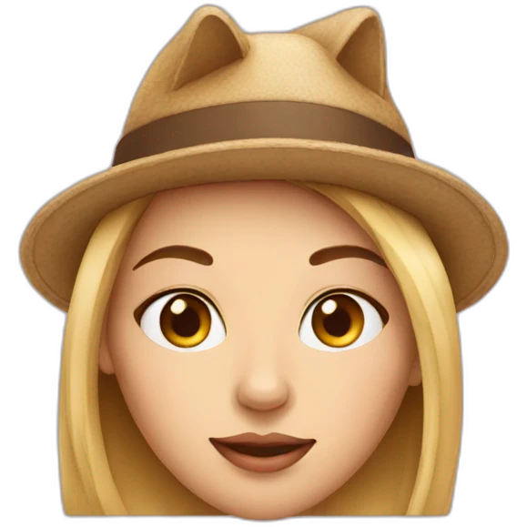 Women with hat and cat nose emoji