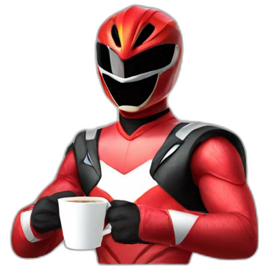 red power ranger drinking coffee emoji