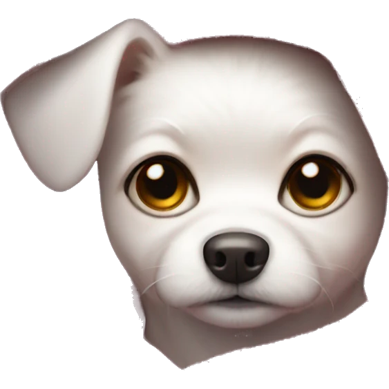 White small dog in a pink blanket looking cute  emoji