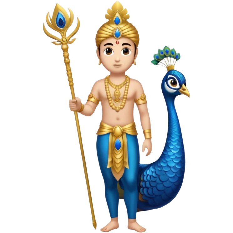Give Lord murugan with blue peacock and vel staff as keypad emoji give as copy paste sticker in keyboard  emoji