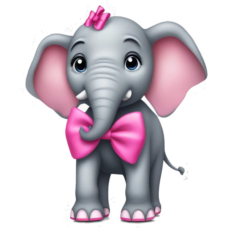 Elephant wearing high heels and a coquette pink bow emoji