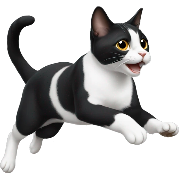 Tuxedo cat jumping  emoji
