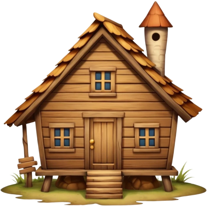 wooden house on chicken legs emoji