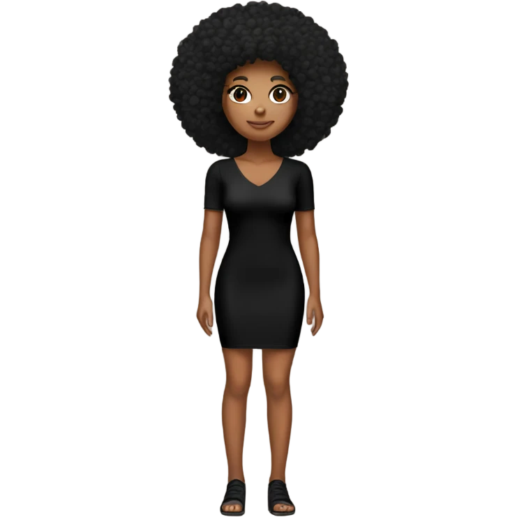 Girl with tan skin and Afro full body black bodycon dress emoji