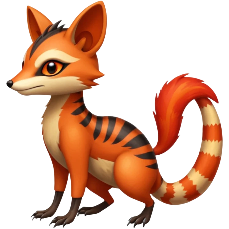 Fiery Wicked Cool Hot Edgy Genet-Numbat-Sergal-Meloetta-Vernid-fusion-hybrid-creature emoji