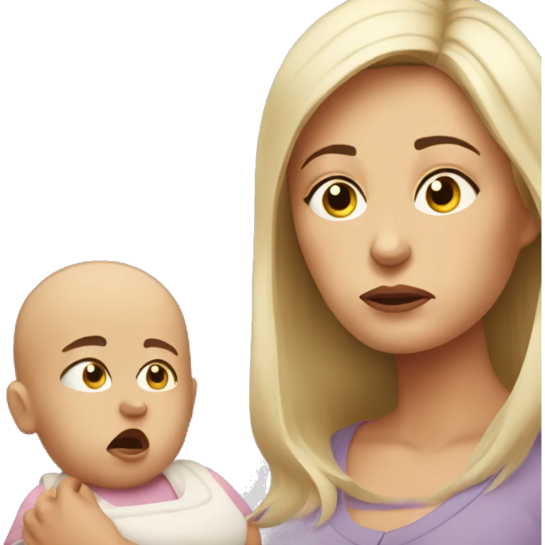 skeptical mother with sad baby emoji