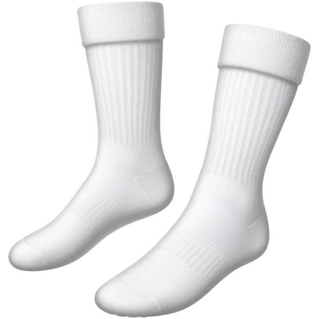 bottom view of two feet wearing white socks, showing soles emoji