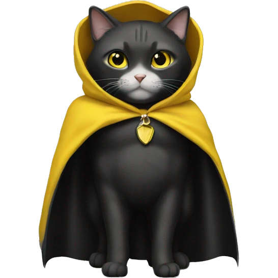 A cat in a black and yellow cape emoji