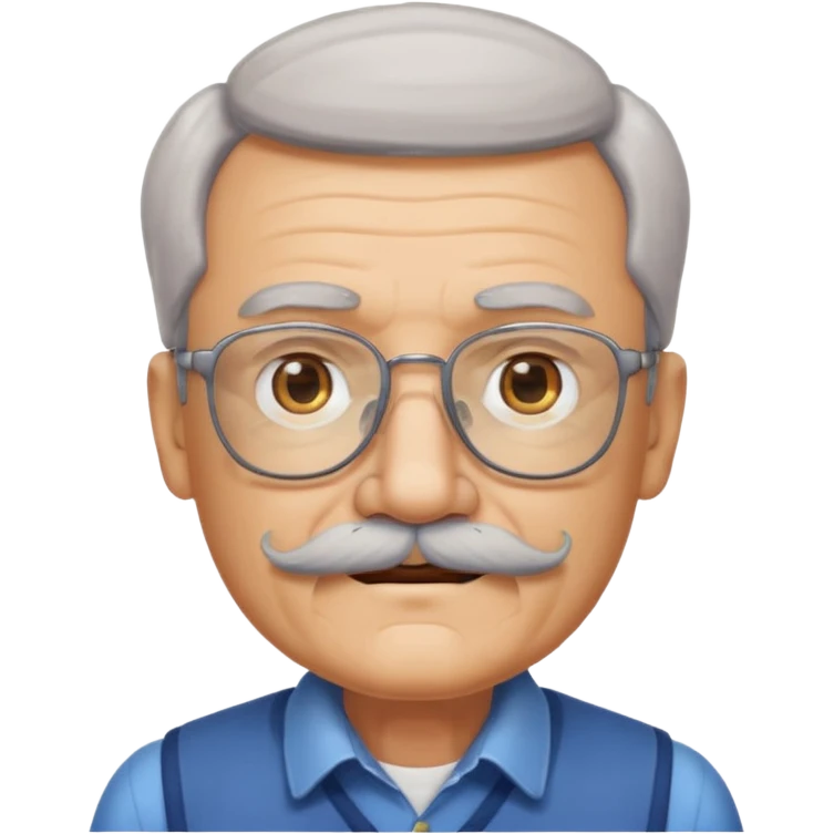 elderly man with square glasses, square face, mustache, emoji style emoji