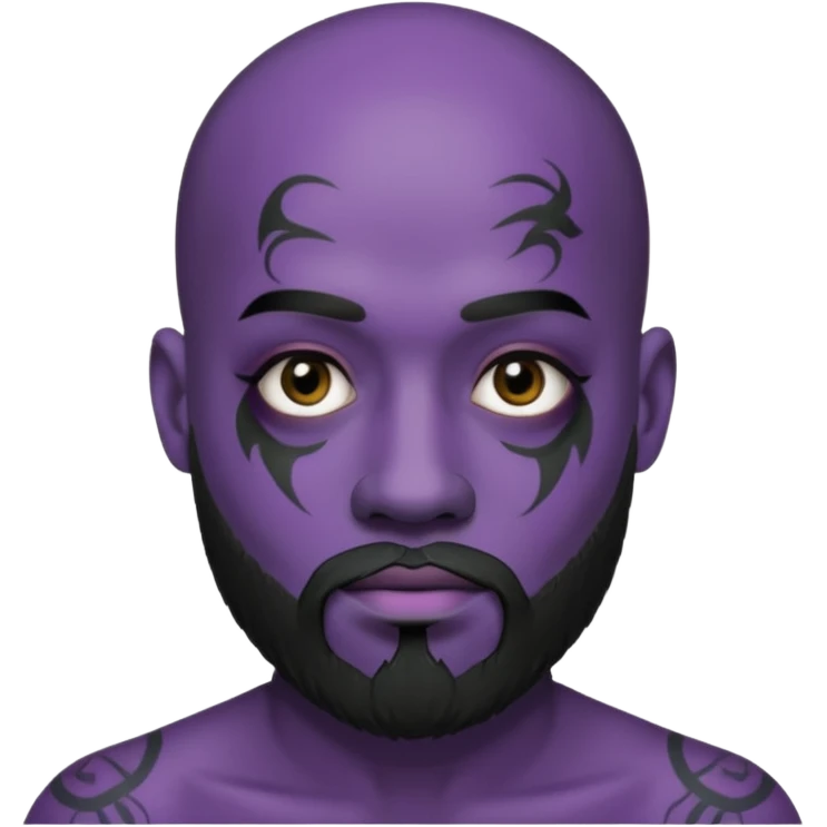 bald purple bearded man with black face tattoo emoji