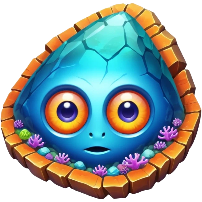 very sharp gem mineral looking like reefs, very shiny with two eyes emoji