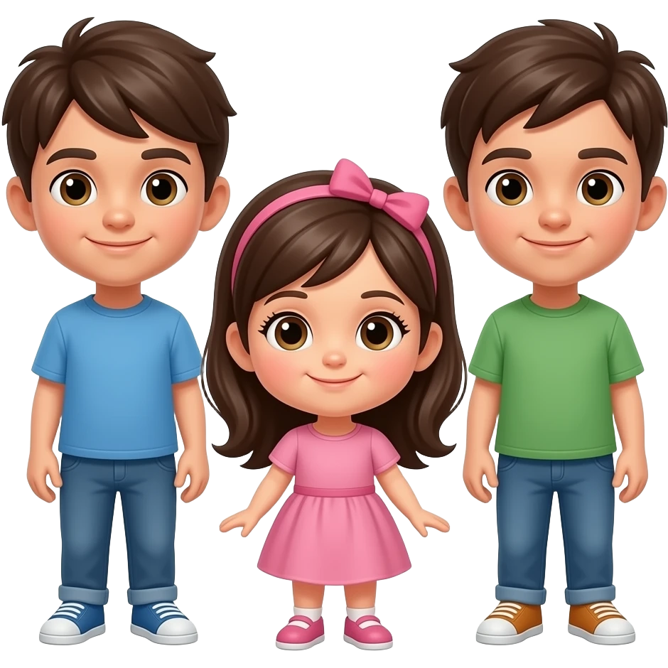 3 enfants, 2 garçons et 1 fille emoji
