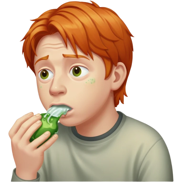 Ron Weasley with ginger hair vomiting slugs emoji