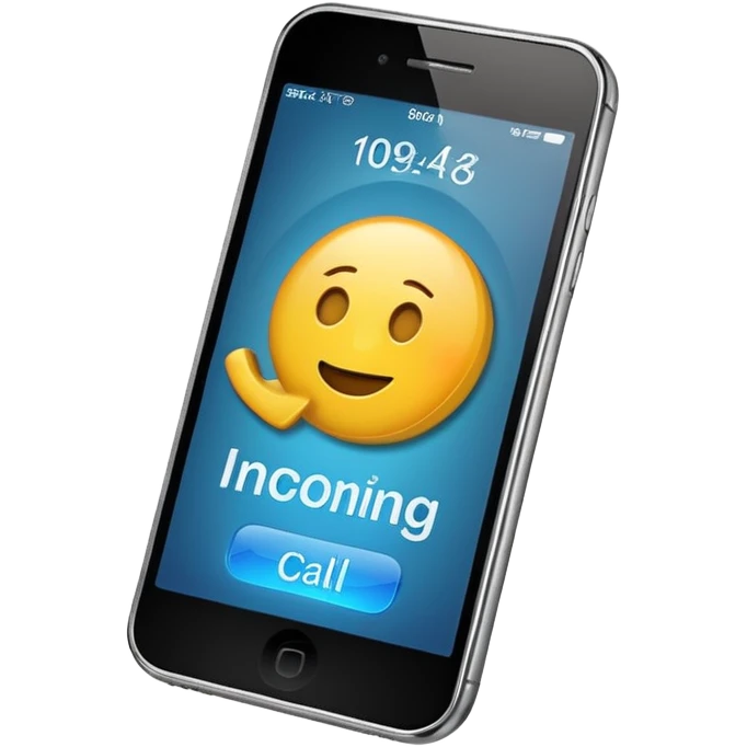 iphone  con fondo negro que diga "llamada entrante" emoji
