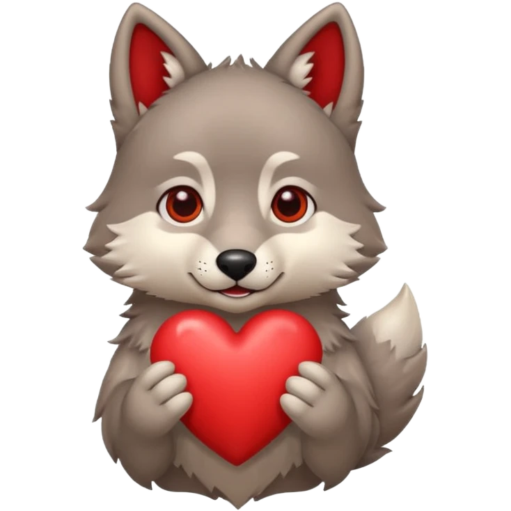 cute wolf holding heart emoji