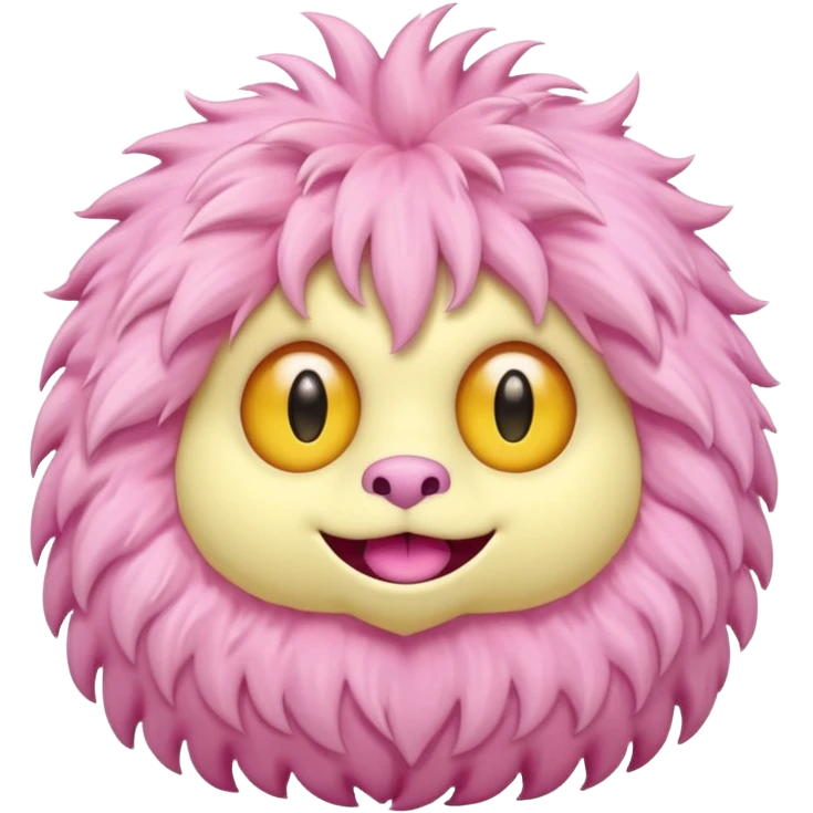 pink fluffy kind monster in soft pink, beige and yellow pastel colors emoji