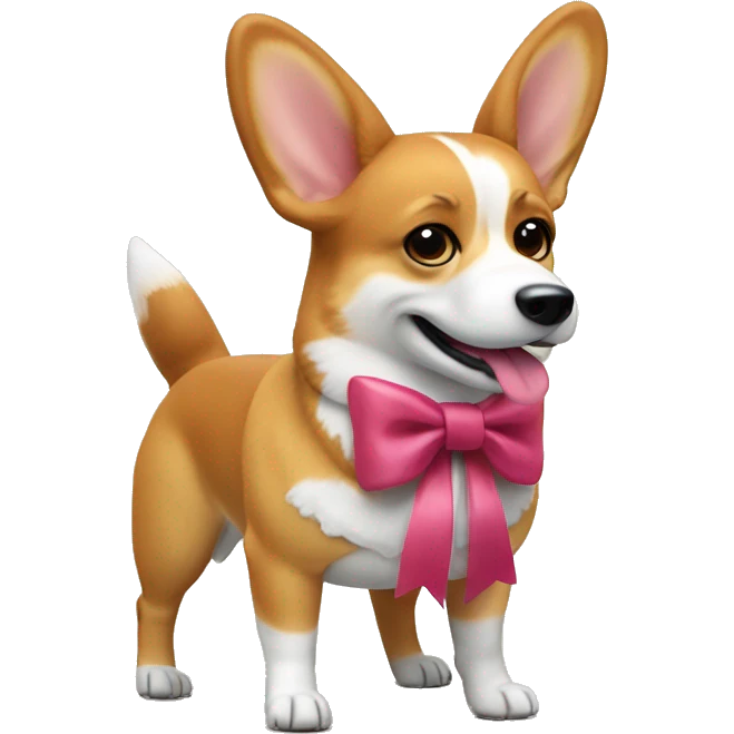Corgi with a bow on it’s head and very very very  muscular legs emoji
