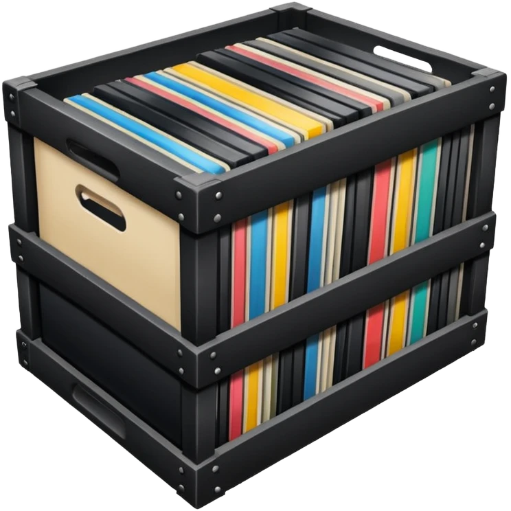 A crate of vinyl lps emoji