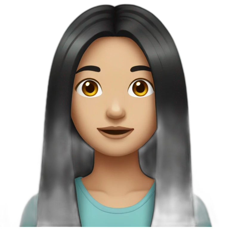 Girl have a black hair and long hair  emoji