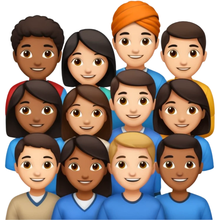 группа студентов из разных стран: африканский, азиатский, индиец emoji