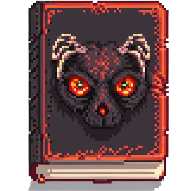 red cursed book with glowing eyes emoji