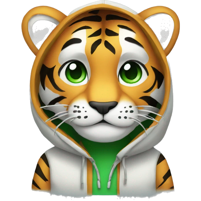 Tiger with green eyes hoddie on emoji