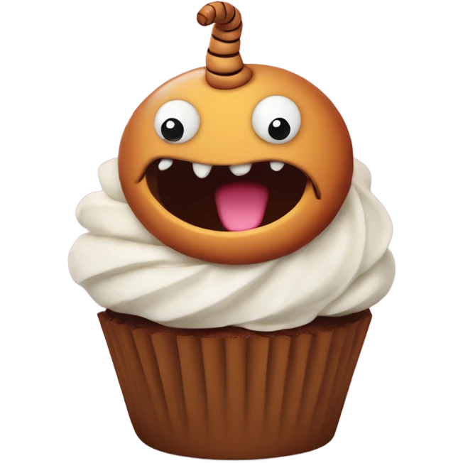 worm cupcake emoji