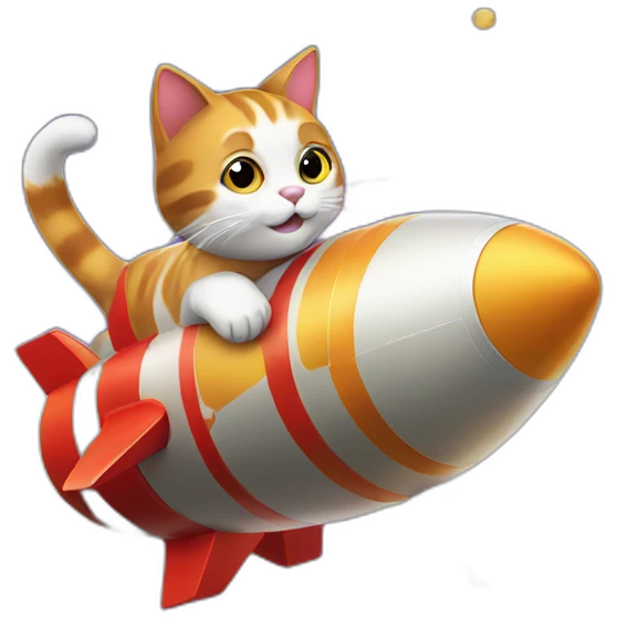 Cat flying rocket emoji