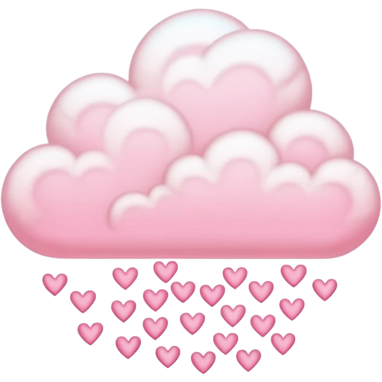 Plain cloud with pale pink aura surrounding with hearts coming out the bottom emoji