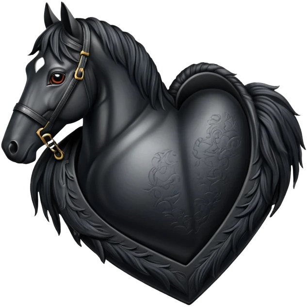 Black horse skin heart emoji