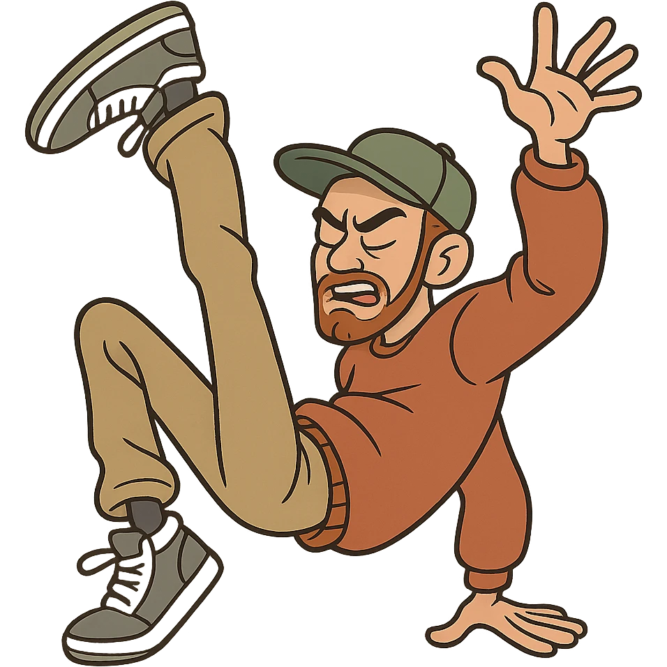 hip hop breakdancer, cartoon style, dynamic pose emoji