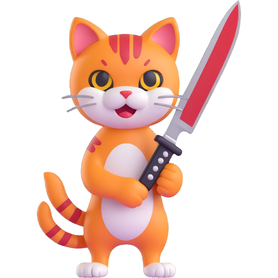 cat paw holding a bloody knife emoji