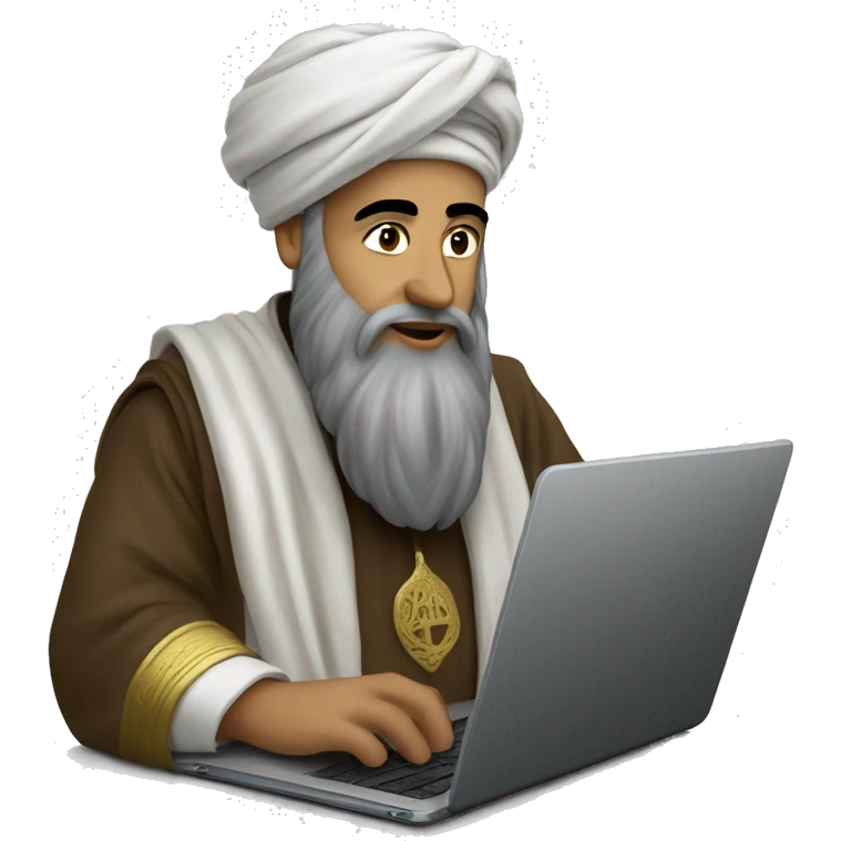 A caliph with turban writing in a laptop emoji