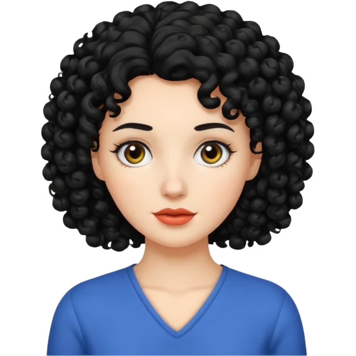 mujer blanca con cabello rizado negro emoji