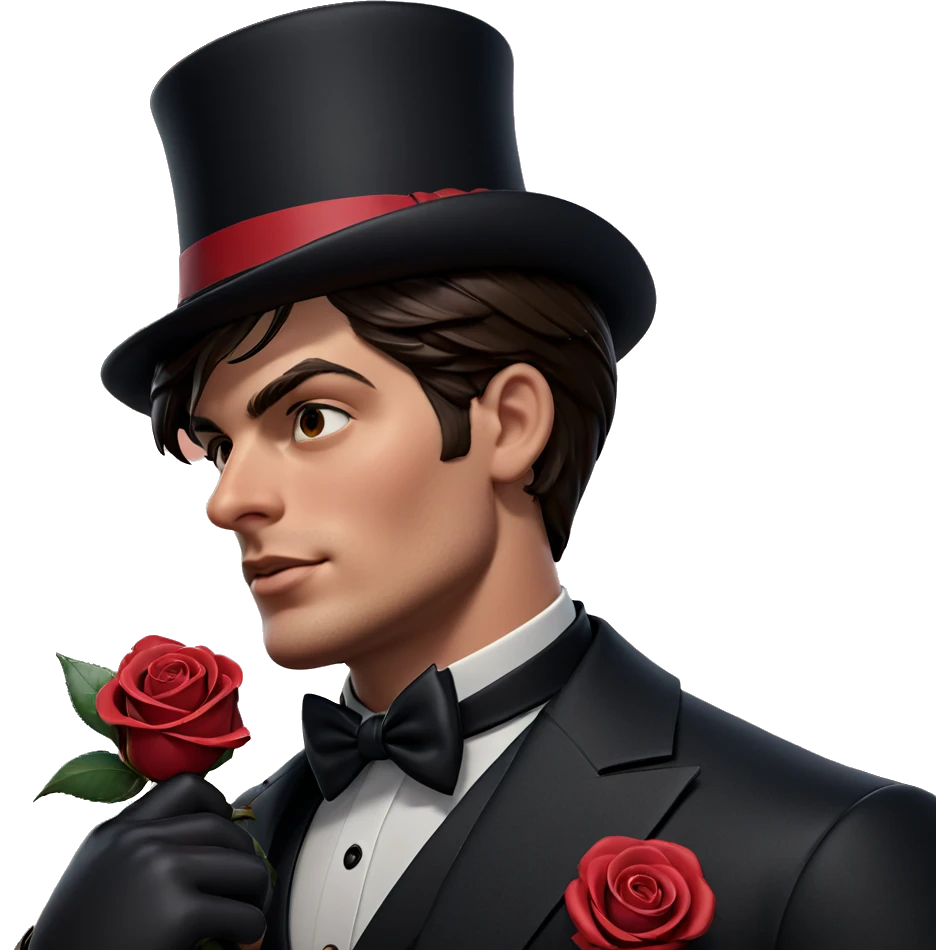 dapper boy with rose emoji