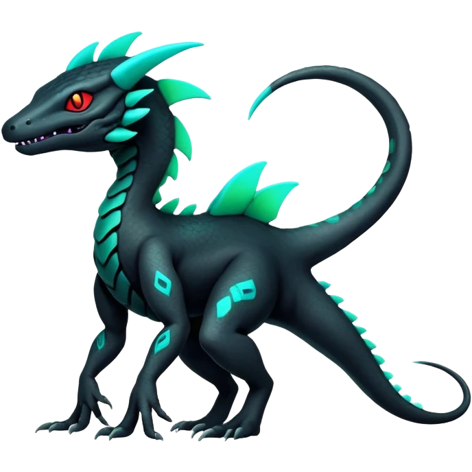 futuristic lush warm-colored neon-colored Fakémon-Trico-Drakeon-Salandit-creature (full body) emoji