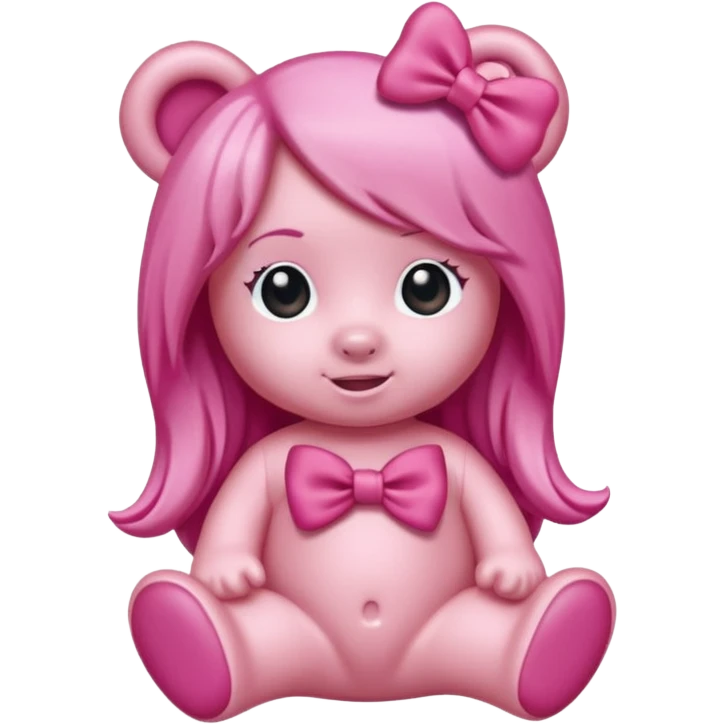 gummy bear with long hair and a hairbow emoji