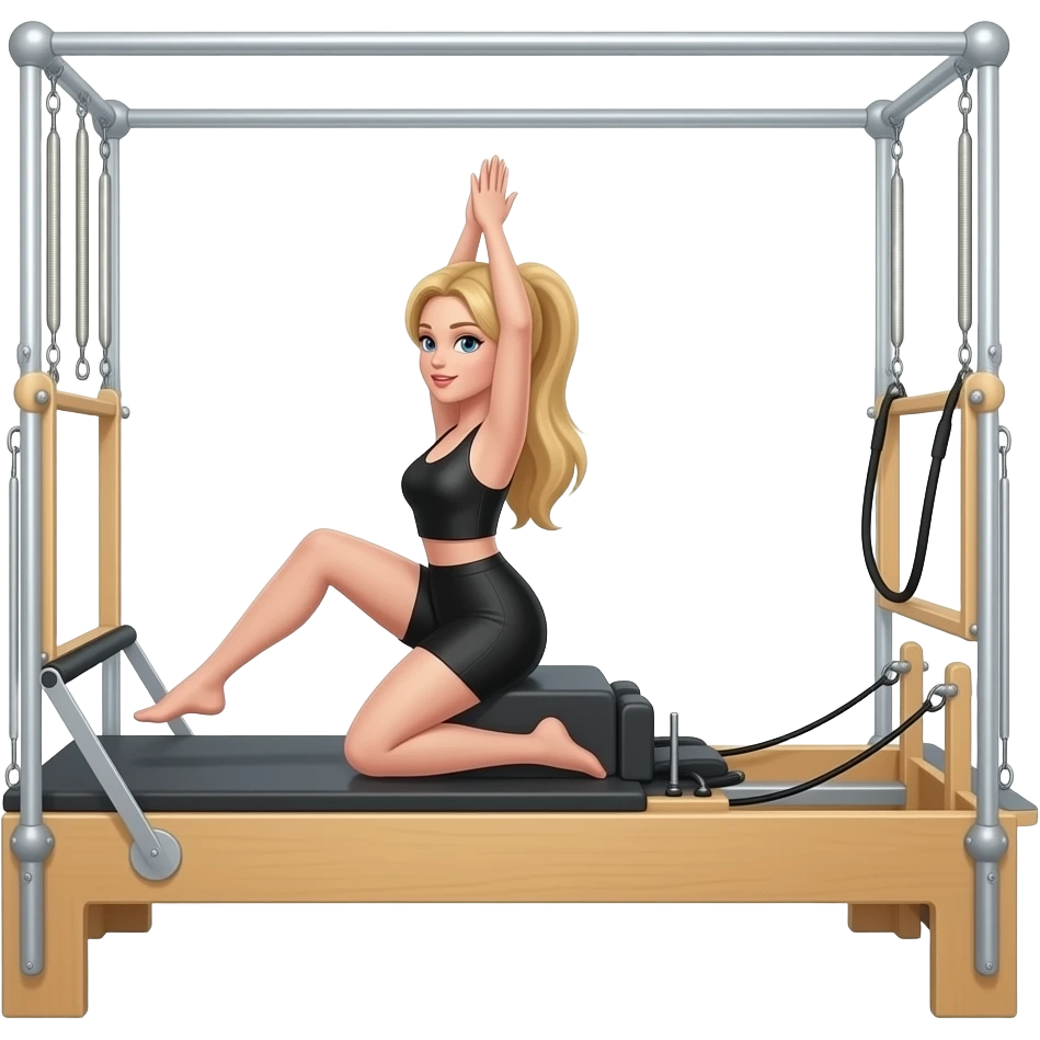 blonde, skinny girl doing reformer pilates emoji