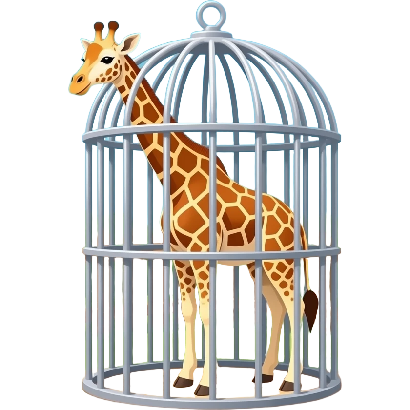 giraffe inside a zoo cage emoji