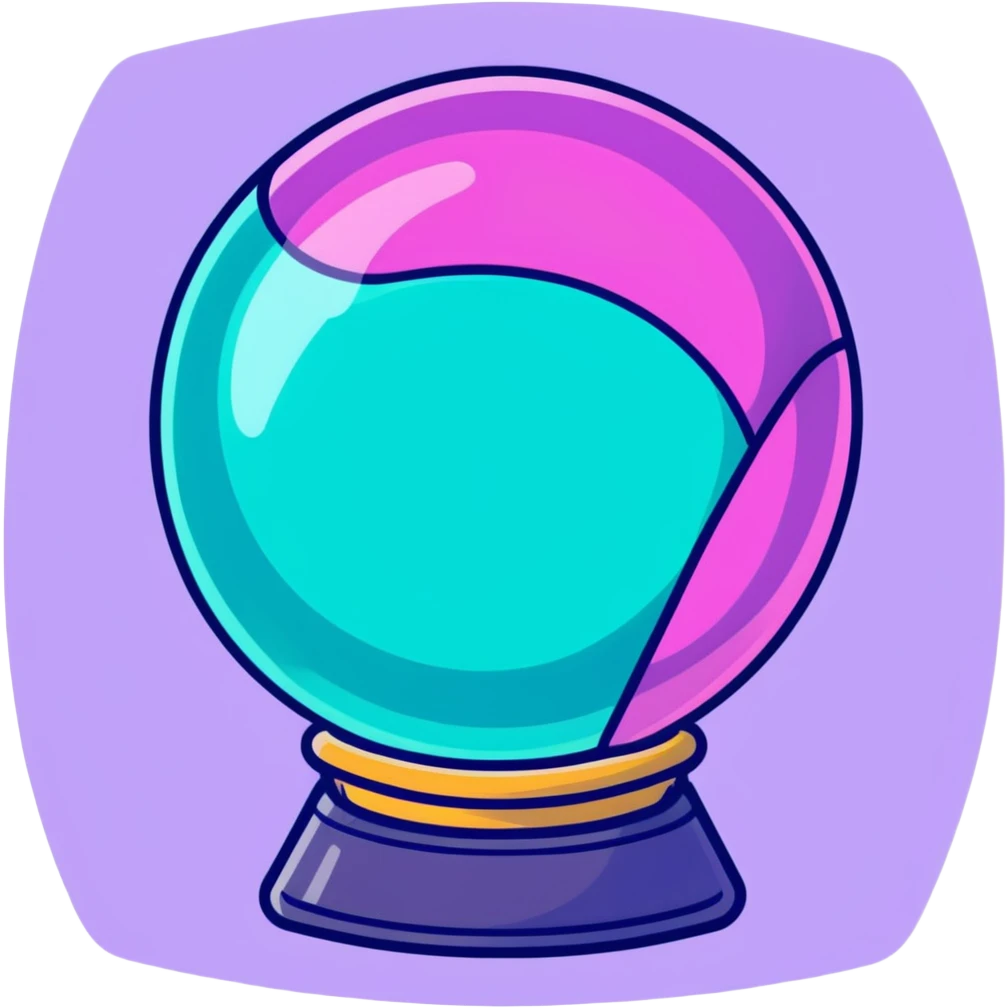 crystal magic ball with potion effect, fortune telling crystal sphere with swirling magical liquid inside, sparkles and mystical glow emoji