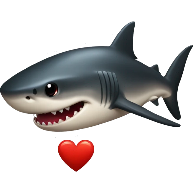 Black shark with red heart  emoji