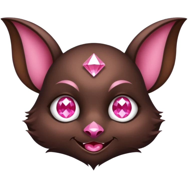 a normal bat witha pink diamond in its forhead, the full bat with his body, the diamond only in the forhead, forhaed not body emoji