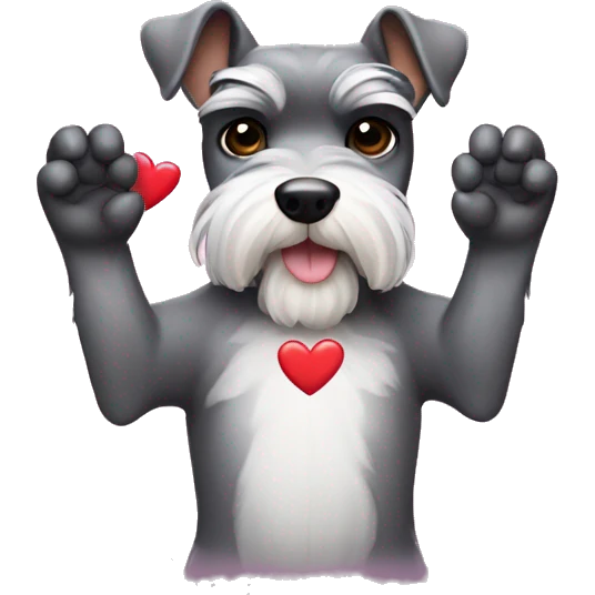 schnauzer making heart hands emoji