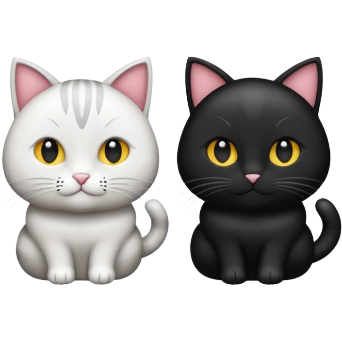 Due gatti, uno bianco e uno nero  emoji