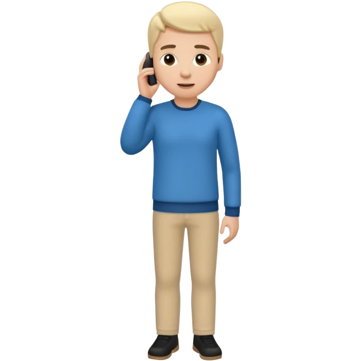 A 3D full body bitmoji talking on mobile with someone emoji