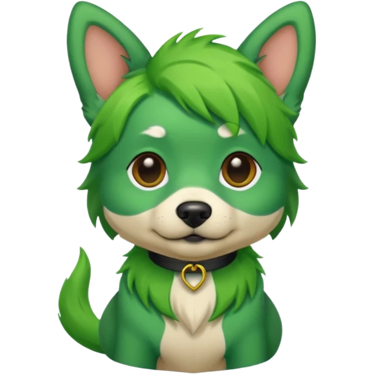 green haired dog with green skin emoji