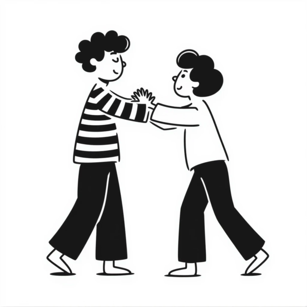 playful and simple fight scene in hand drawn doodle style emoji