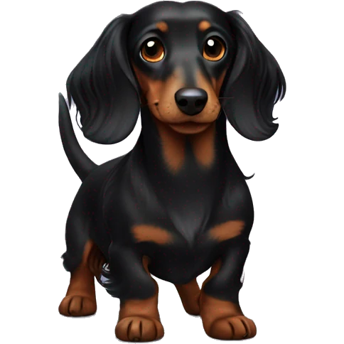 long haired black dachshund  emoji