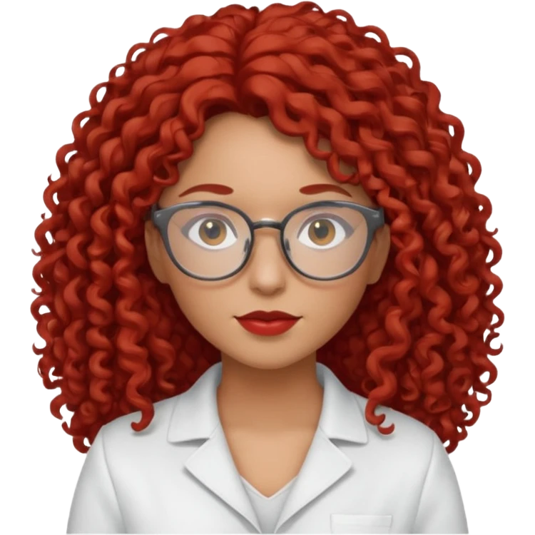rizada peli roja , trigueña , con lentes y ropa blanca pelo largo  emoji